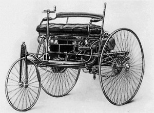  A photograph of the original Benz Patent-Motorwagen, first built in 1885 and awarded the patent for the concept (wikipedia commons)