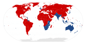 Countries driving on the Right and Left. (wikipedia commons)